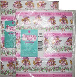 2 Vintage Peppermint Rose Gift Wrap American Greetings Scented Wrapping Paper